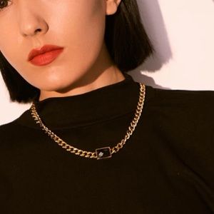 🖤18K Gold plated black necklace